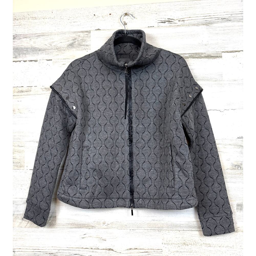 Lysse womens XS gray quilted convertible jacket cozy casua polyeser blend